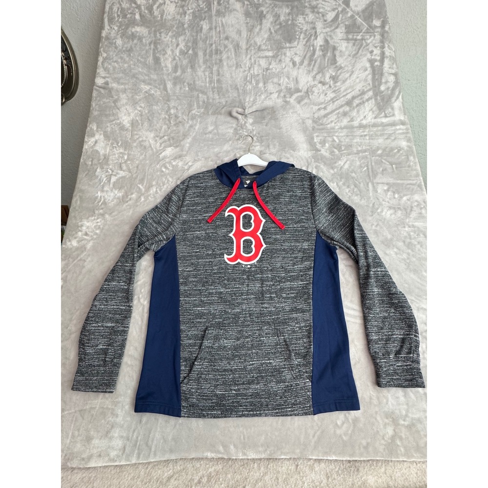 Fanatics Boston Red Sox MLB Hoodie Mens Large Grey Navy Blue Space Dye Pullover
